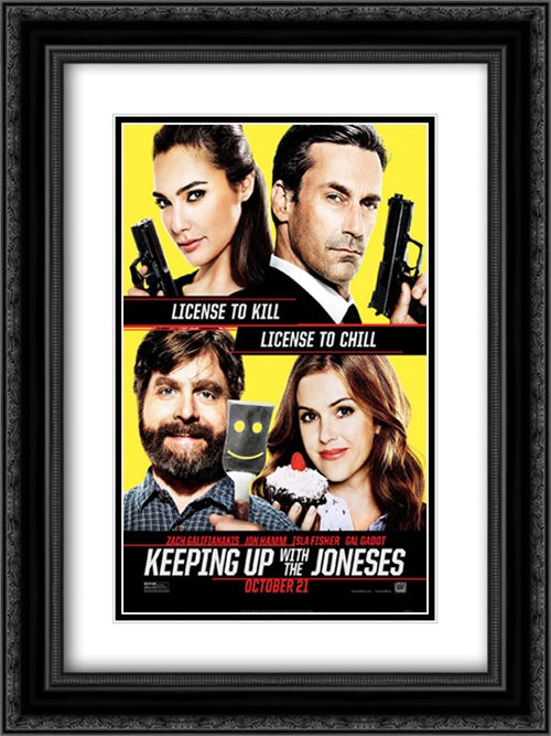 Keeping Up with the Joneses 18x24 Black Ornate Wood Framed Movie Poster with Double Matting
