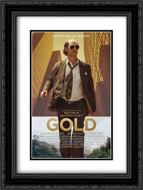 Gold 18x24 Black Ornate Wood Framed Movie Poster with Double Matting