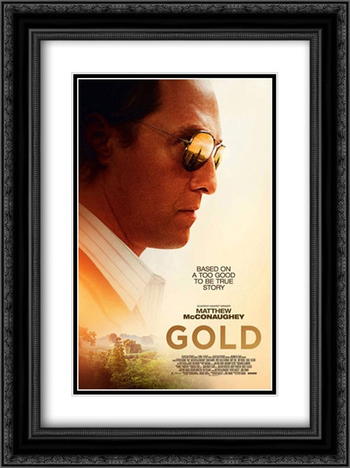 Gold 18x24 Black Ornate Wood Framed Movie Poster with Double Matting