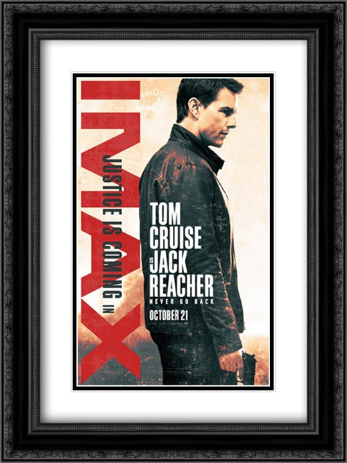 Jack Reacher: Never Go Back 18x24 Black Ornate Wood Framed Movie Poster with Double Matting
