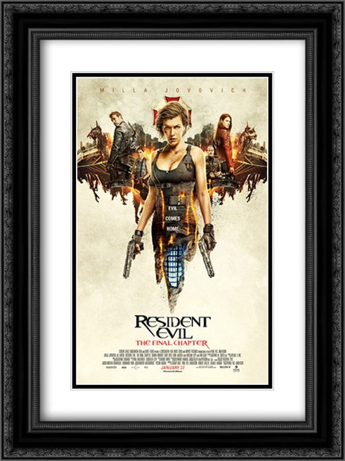 Resident Evil: The Final Chapter 18x24 Black Ornate Wood Framed Movie Poster with Double Matting