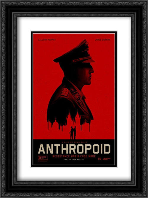 Anthropoid 18x24 Black Ornate Wood Framed Movie Poster with Double Matting