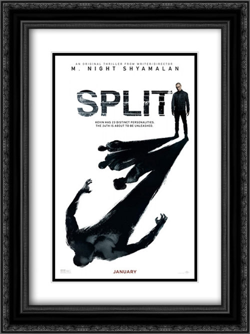 Split 18x24 Black Ornate Wood Framed Movie Poster with Double Matting