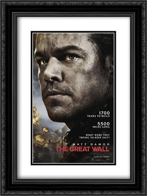 The Great Wall 18x24 Black Ornate Wood Framed Movie Poster with Double Matting
