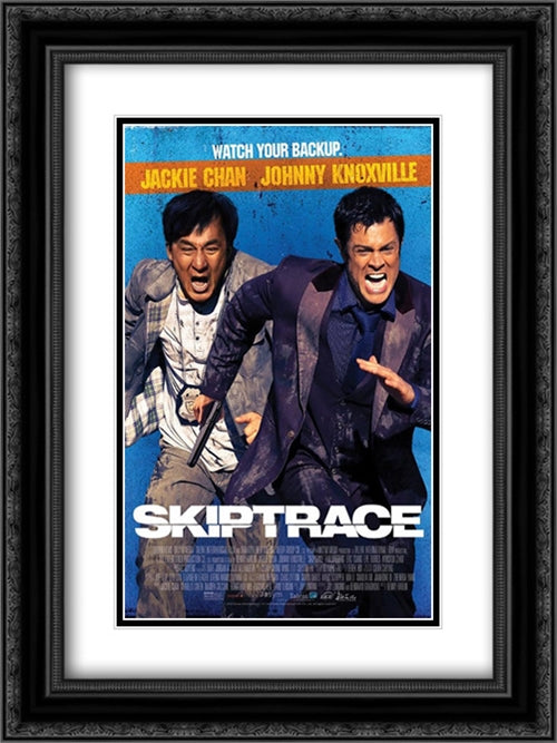 Skiptrace 18x24 Black Ornate Wood Framed Movie Poster with Double Matting