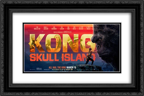 Kong: Skull Island 24x16 Black Ornate Wood Framed Movie Poster with Double Matting