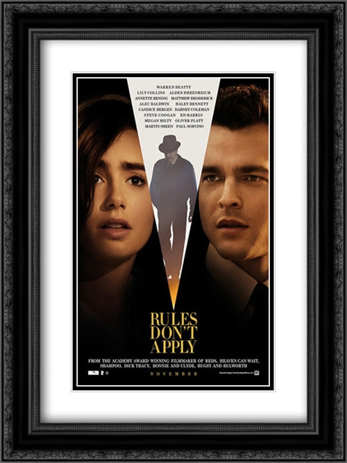 Rules Don't Apply 18x24 Black Ornate Wood Framed Movie Poster with Double Matting