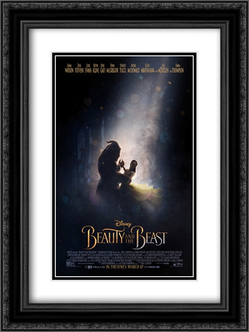 Beauty and the Beast 18x24 Black Ornate Wood Framed Movie Poster with Double Matting
