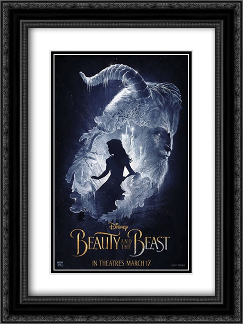 Beauty and the Beast 18x24 Black Ornate Wood Framed Movie Poster with Double Matting