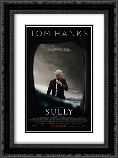 Sully 18x24 Black Ornate Wood Framed Movie Poster with Double Matting