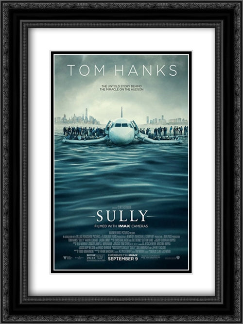 Sully 18x24 Black Ornate Wood Framed Movie Poster with Double Matting