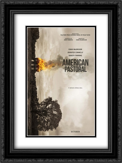 American Pastoral 18x24 Black Ornate Wood Framed Movie Poster with Double Matting