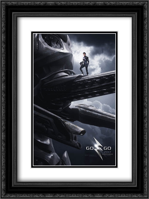 Power Rangers 18x24 Black Ornate Wood Framed Movie Poster with Double Matting