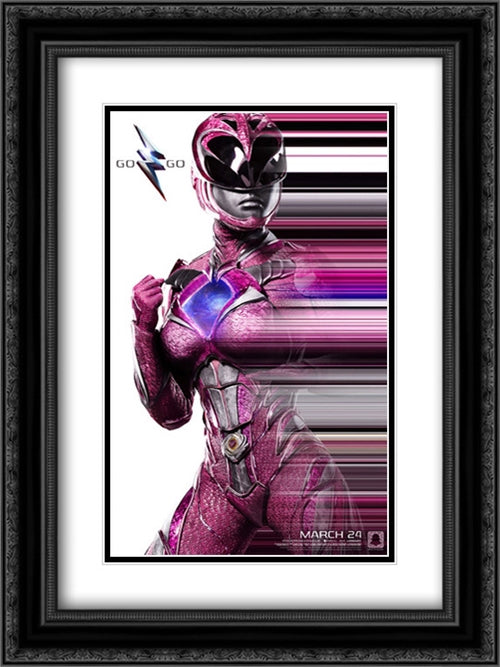 Power Rangers 18x24 Black Ornate Wood Framed Movie Poster with Double Matting
