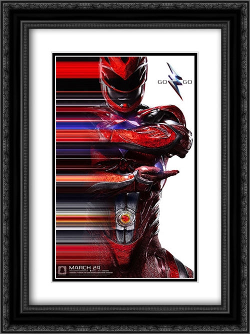Power Rangers 18x24 Black Ornate Wood Framed Movie Poster with Double Matting