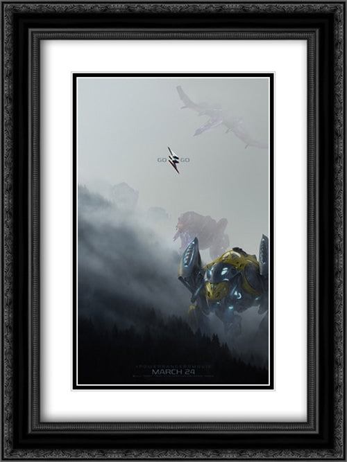 Power Rangers 18x24 Black Ornate Wood Framed Movie Poster with Double Matting