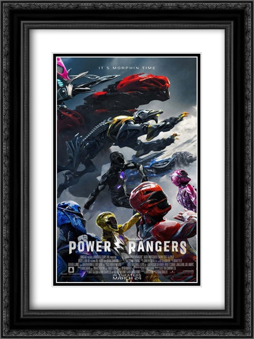 Power Rangers 18x24 Black Ornate Wood Framed Movie Poster with Double Matting