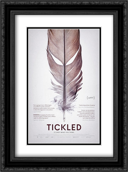 Tickled 18x24 Black Ornate Wood Framed Movie Poster with Double Matting