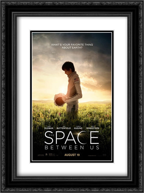 The Space Between Us 18x24 Black Ornate Wood Framed Movie Poster with Double Matting