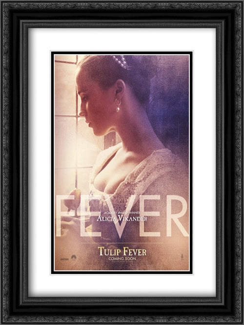 Tulip Fever 18x24 Black Ornate Wood Framed Movie Poster with Double Matting