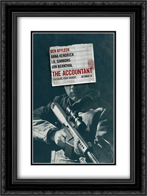 The Accountant 18x24 Black Ornate Wood Framed Movie Poster with Double Matting