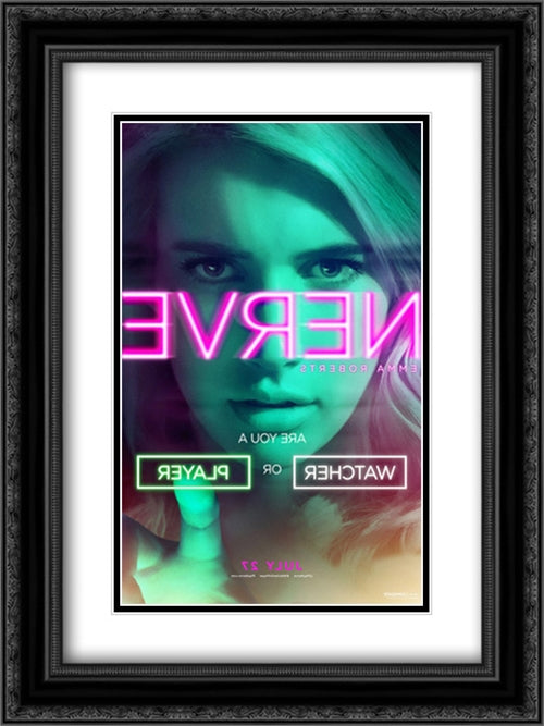 Nerve 18x24 Black Ornate Wood Framed Movie Poster with Double Matting