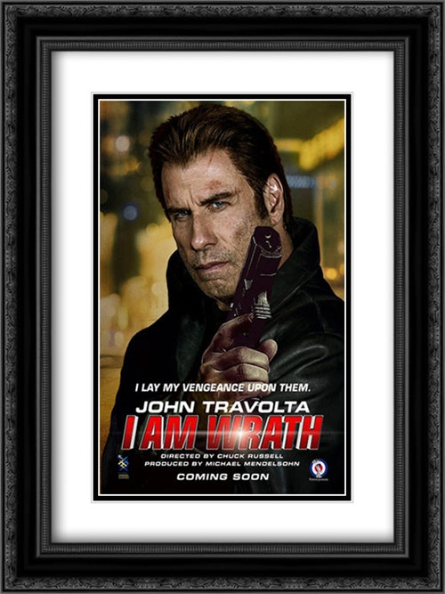 I Am Wrath 18x24 Black Ornate Wood Framed Movie Poster with Double Matting