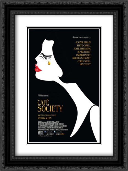 Cafe Society 18x24 Black Ornate Wood Framed Movie Poster with Double Matting