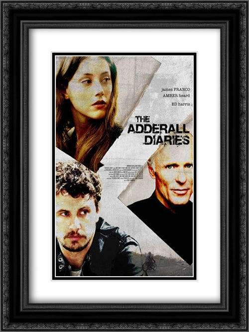 The Adderall Diaries 18x24 Black Ornate Wood Framed Movie Poster with Double Matting