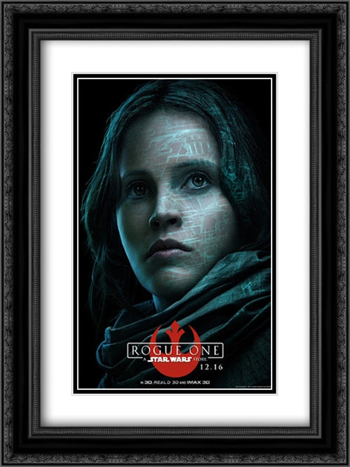 Rogue One: A Star Wars Story 18x24 Black Ornate Wood Framed Movie Poster with Double Matting