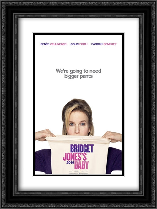Bridget Jones's Baby 18x24 Black Ornate Wood Framed Movie Poster with Double Matting
