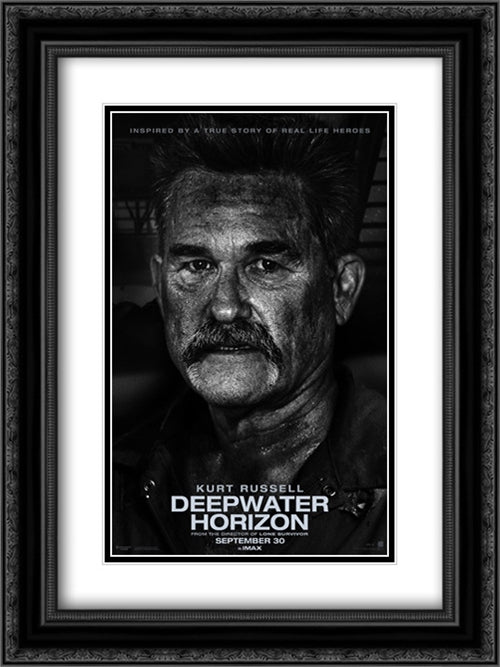 Deepwater Horizon 18x24 Black Ornate Wood Framed Movie Poster with Double Matting