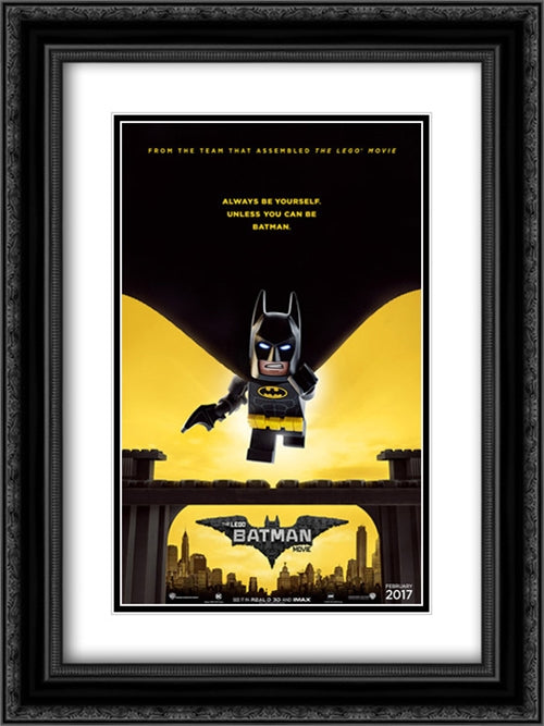 The Lego Batman Movie 18x24 Black Ornate Wood Framed Movie Poster with Double Matting