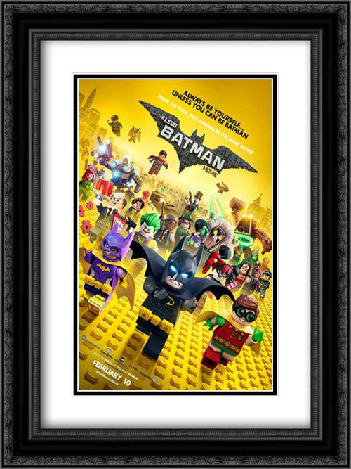 The Lego Batman Movie 18x24 Black Ornate Wood Framed Movie Poster with Double Matting