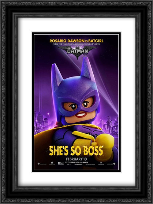 The Lego Batman Movie 18x24 Black Ornate Wood Framed Movie Poster with Double Matting