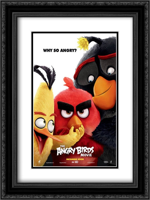 The Angry Birds Movie 18x24 Black Ornate Wood Framed Movie Poster with Double Matting