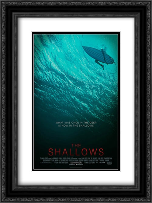 The Shallows 18x24 Black Ornate Wood Framed Movie Poster with Double Matting