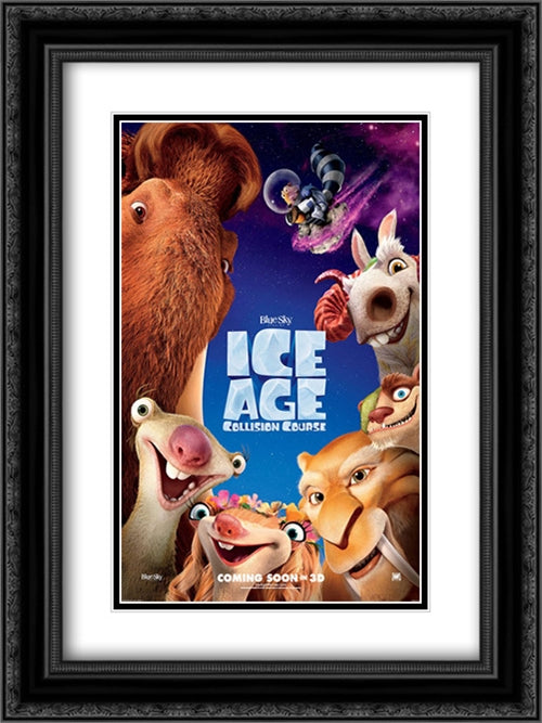 Ice Age: Collision Course 18x24 Black Ornate Wood Framed Movie Poster with Double Matting