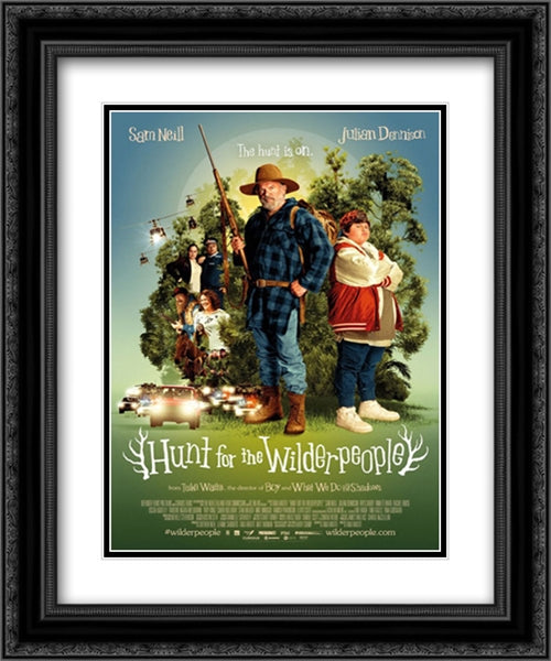 Hunt for the Wilderpeople 20x24 Black Ornate Wood Framed Movie Poster with Double Matting