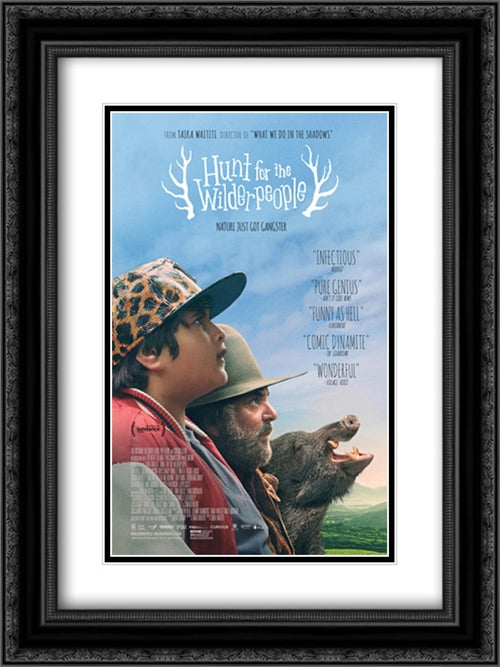 Hunt for the Wilderpeople 18x24 Black Ornate Wood Framed Movie Poster with Double Matting
