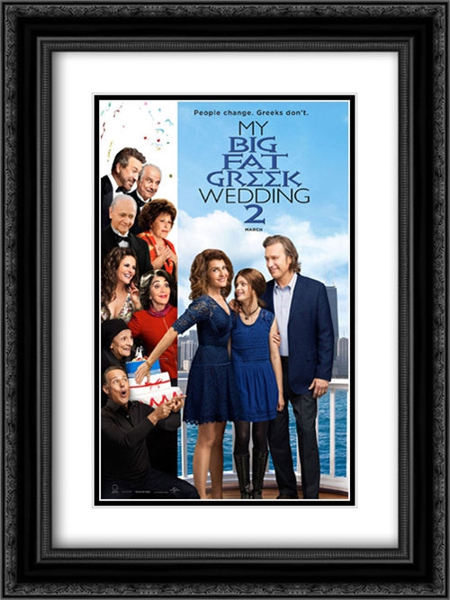 My Big Fat Greek Wedding 2 18x24 Black Ornate Wood Framed Movie Poster with Double Matting