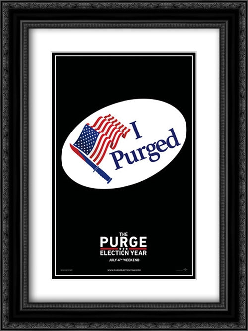 The Purge: Election Year 18x24 Black Ornate Wood Framed Movie Poster with Double Matting