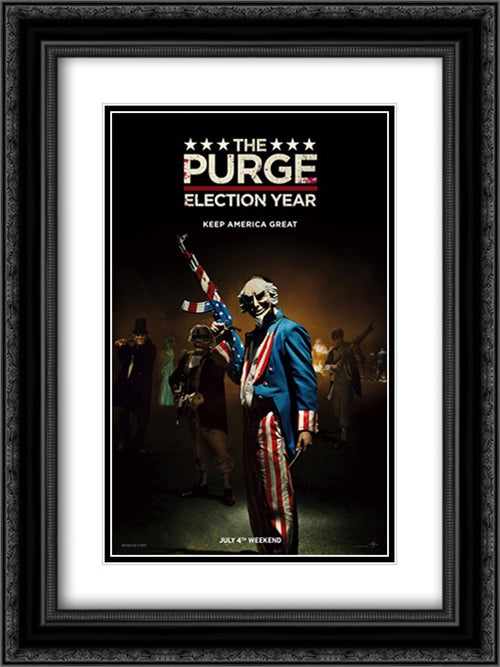 The Purge: Election Year 18x24 Black Ornate Wood Framed Movie Poster with Double Matting