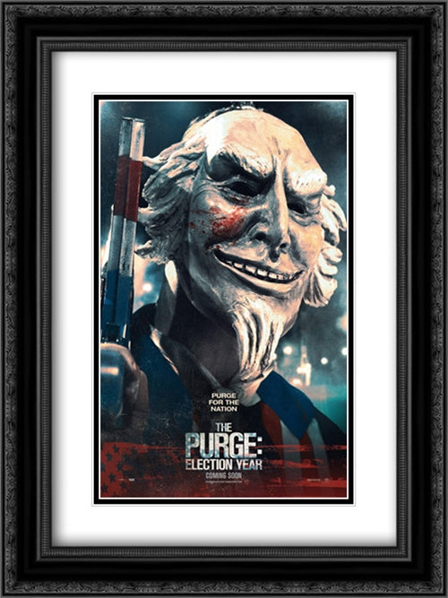 The Purge: Election Year 18x24 Black Ornate Wood Framed Movie Poster with Double Matting