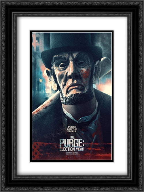 The Purge: Election Year 18x24 Black Ornate Wood Framed Movie Poster with Double Matting