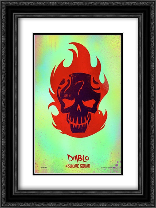 Suicide Squad 18x24 Black Ornate Wood Framed Movie Poster with Double Matting
