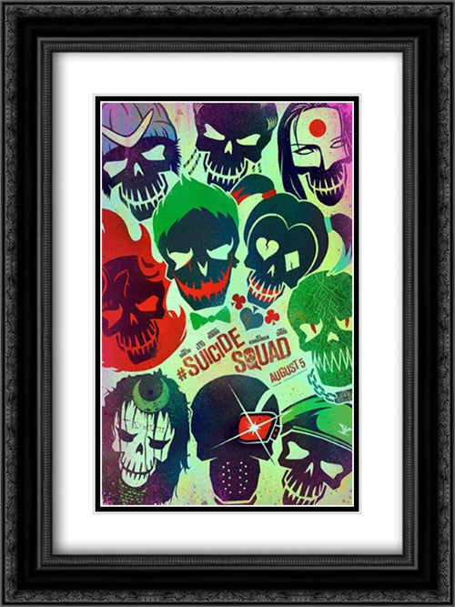 Suicide Squad 18x24 Black Ornate Wood Framed Movie Poster with Double Matting