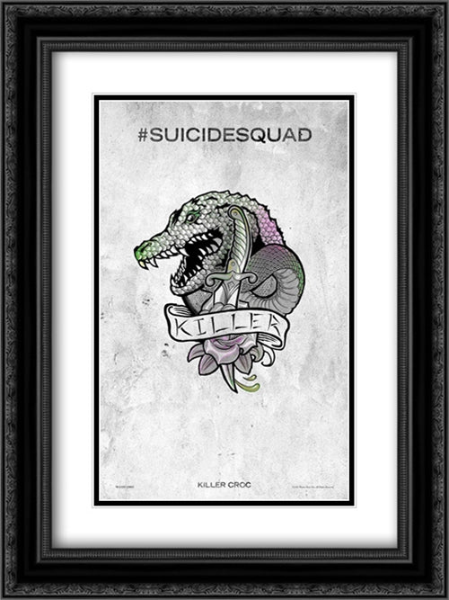 Suicide Squad 18x24 Black Ornate Wood Framed Movie Poster with Double Matting