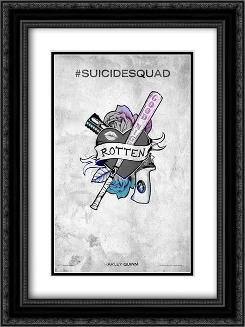 Suicide Squad 18x24 Black Ornate Wood Framed Movie Poster with Double Matting