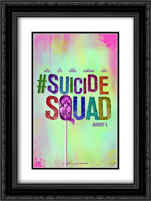 Suicide Squad 18x24 Black Ornate Wood Framed Movie Poster with Double Matting